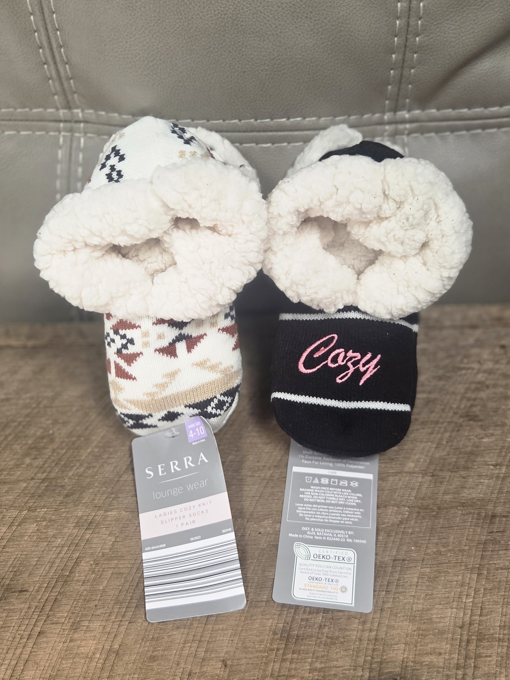 Serra Slipper Socks 2 Pairs NWT Womenβs Lounge Aztec Cozy Black Sherpa 4-10 B1L